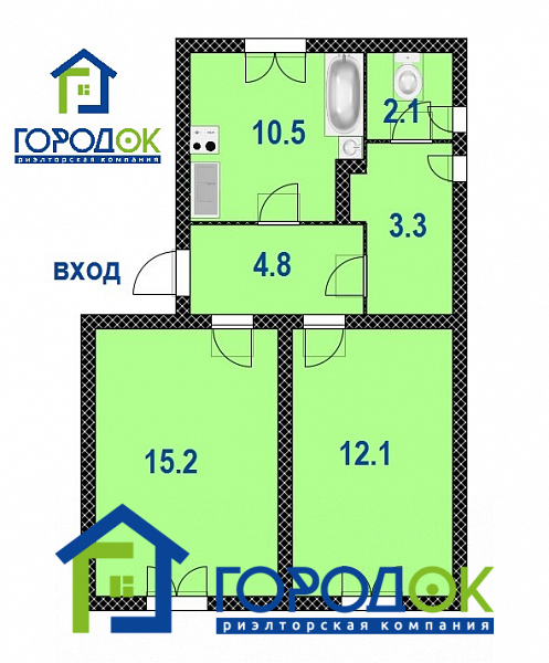 2-комн. дер. дом